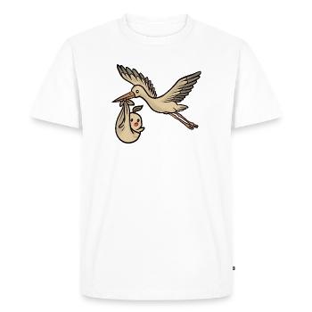 Cigogne et bébé - T-shirt Premium bio Homme - blanc - Devant - Nico (187cm)