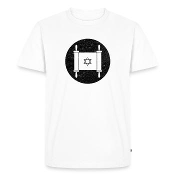 Torah scroll in a black circle - Men's Premium Organic T-Shirt - white - Front - Nico (187cm)