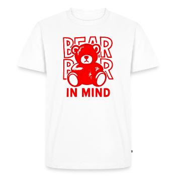 Bear in Mind – Roter Teddy Bär Shirt Statement Red - Men's Premium Organic T-Shirt - white - Front - Nico (187cm)