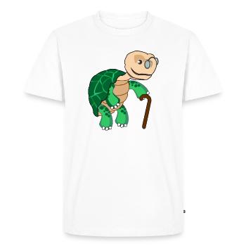 Slow turtle with glasses and walking stick - Men's Premium Organic T-Shirt - white - Front - Nico (187cm)