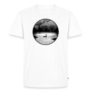 Anglers in a quiet natural setting – silhouette style - Men's Premium Organic T-Shirt - white - Front - Nico (187cm)