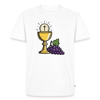 Calice et raisins de la Sainte Communion - T-shirt Premium bio Homme - blanc - Devant - Nico (187cm)