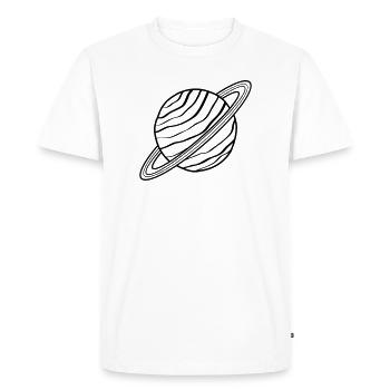 Planète avec anneaux Saturne Uranus Space Doodle - T-shirt Premium bio Homme - blanc - Devant - Nico (187cm)