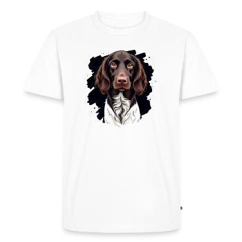 Petit Münsterlander sur fond noir - T-shirt Premium bio Homme - blanc - Devant - Nico (187cm)