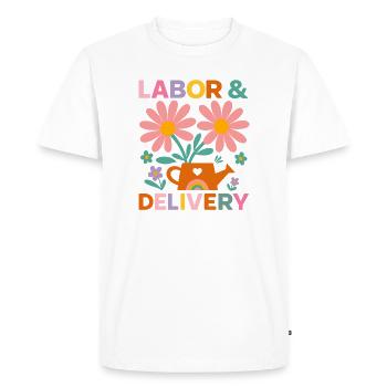 T-shirt floral de célébration du travail et de l’accouchement - T-shirt Premium bio Homme - blanc - Devant - Nico (187cm)