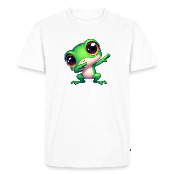 Cute Frog Dab Gamer Animal Welfare Cartoon - Men's Premium Organic T-Shirt - white - Front - Nico (187cm)