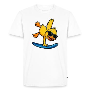 Cool duck surfer on the beach for kids water sports - Men's Premium Organic T-Shirt - white - Front - Nico (187cm)