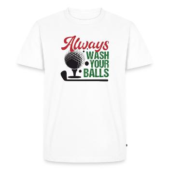 Golf - Lavez toujours vos balles - T-shirt Premium bio Homme - blanc - Devant - Nico (187cm)