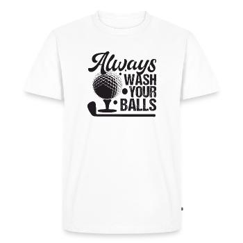 Golf - Lavez toujours vos balles - T-shirt Premium bio Homme - blanc - Devant - Nico (187cm)