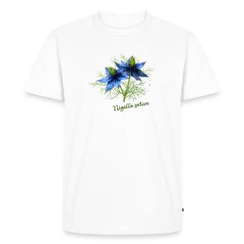 Nigella sativa - illustration botanique - T-shirt Premium bio Homme - blanc - Devant - Nico (187cm)