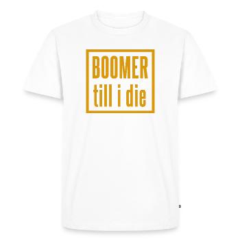 Vintage Boomer Slogan Design - Men's Premium Organic T-Shirt - white - Front - Nico (187cm)