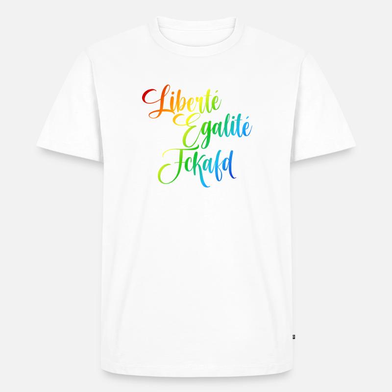 Regenbogen Liberté Égalité Fraternité - Männer Premium Bio T-Shirt - Weiß