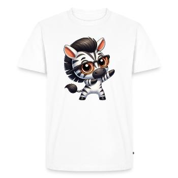 Cute Zebra Dabbing Cartoon Nerd Glasses Safari - Men's Premium Organic T-Shirt - white - Front - Nico (187cm)