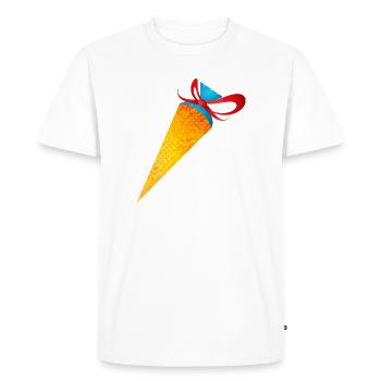Cône d’école coloré avec ruban rouge - T-shirt Premium bio Homme - blanc - Devant - Nico (187cm)