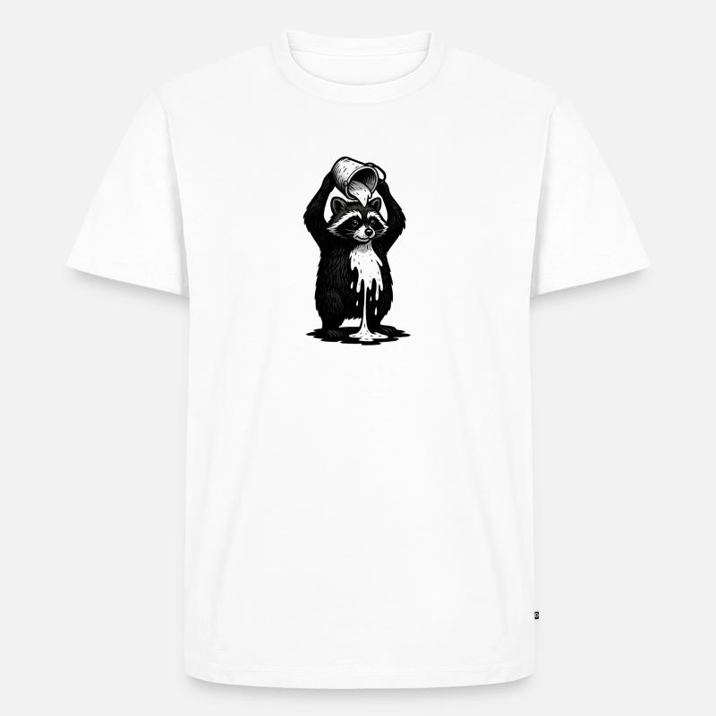 Waschbär mit Farbeimer - Männer Premium Bio T-Shirt - Weiß