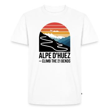 Alpe d’Huez 21 virages Cyclisme sur route Art - T-shirt Premium bio Homme - blanc - Devant - Nico (187cm)