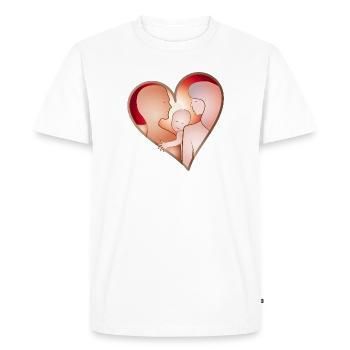 L’amour en famille – Le cœur avec les parents et l’enfant - T-shirt Premium bio Homme - blanc - Devant - Nico (187cm)
