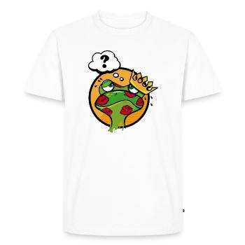 Kissed frog with crown and question mark - Men's Premium Organic T-Shirt - white - Front - Nico (187cm)