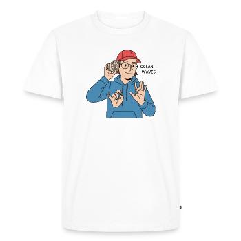 Sign Language Ocean Waves - Men's Premium Organic T-Shirt - white - Front - Nico (187cm)