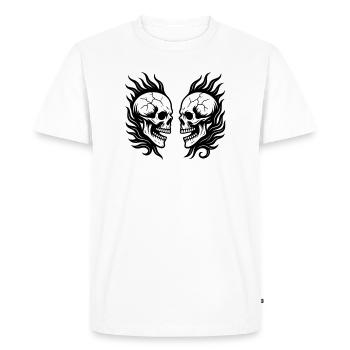 Crânes tribaux noirs - T-shirt Premium bio Homme - blanc - Devant - Nico (187cm)