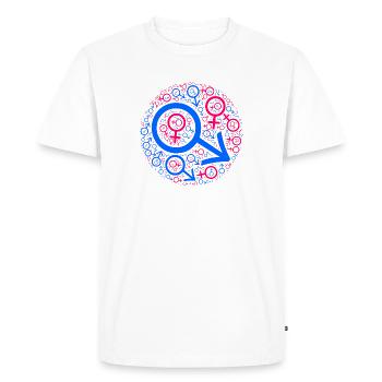Gender muddle in circle design - Men's Premium Organic T-Shirt - white - Front - Nico (187cm)