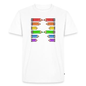 LETTRE UN NOM CRAYONS DE COULEUR D’ÉCOLE - T-shirt Premium bio Homme - blanc - Devant - Nico (187cm)