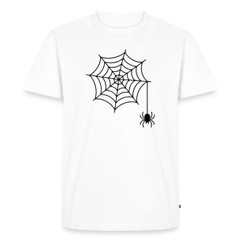 Toile d’araignée avec silhouette d’araignée - T-shirt Premium bio Homme - blanc - Devant - Nico (187cm)