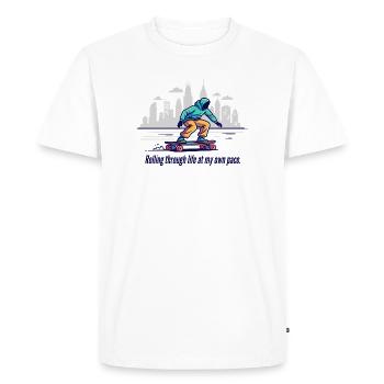 Rouler dans la vie - T-shirt Premium bio Homme - blanc - Devant - Nico (187cm)