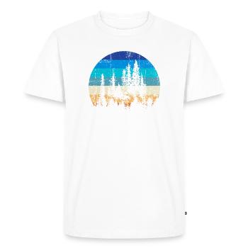 Sunset Forest Silhouette Print - Men's Premium Organic T-Shirt - white - Front - Nico (187cm)