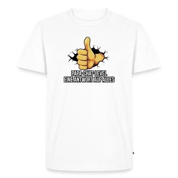 Papa lève le pouce avec lettrage - T-shirt Premium bio Homme - blanc - Devant - Nico (187cm)