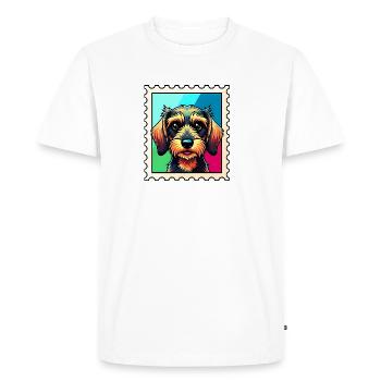 Portrait de chien coloré dans le style Pop Art - T-shirt Premium bio Homme - blanc - Devant - Nico (187cm)