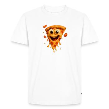 Happy Pizza Face Illustration - Men's Premium Organic T-Shirt - white - Front - Nico (187cm)
