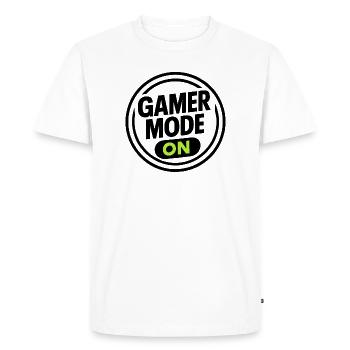 Gamer Mode ON – T-shirt gaming fluo - T-shirt Premium bio Homme - blanc - Devant - Nico (187cm)