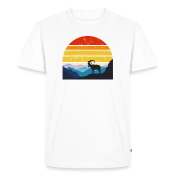 Coucher de soleil sur la montagne avec bouquetin - T-shirt Premium bio Homme - blanc - Devant - Nico (187cm)