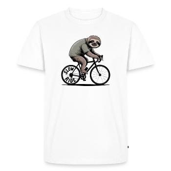paresseux équitation vélo slow ride vélo de route - T-shirt Premium bio Homme - blanc - Devant - Nico (187cm)