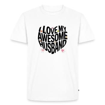 Chemise d’amour de mari génial - Rétro mignon dessin animé St - T-shirt Premium bio Homme - blanc - Devant - Nico (187cm)