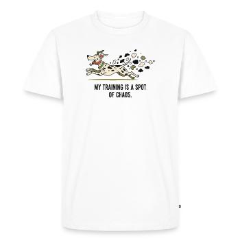 Mon entraînement est un peu chaotique - T-shirt Premium bio Homme - blanc - Devant - Nico (187cm)