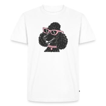 Funny Poodle - Men's Premium Organic T-Shirt - white - Front - Nico (187cm)