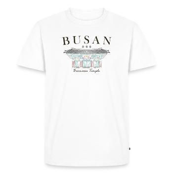 Busan, South Korea, Temple Hand Drawn - Men's Premium Organic T-Shirt - white - Front - Nico (187cm)