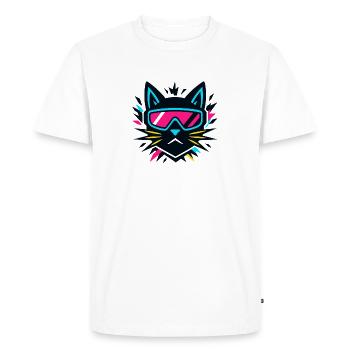 Cyber Cat - Men's Premium Organic T-Shirt - white - Front - Nico (187cm)