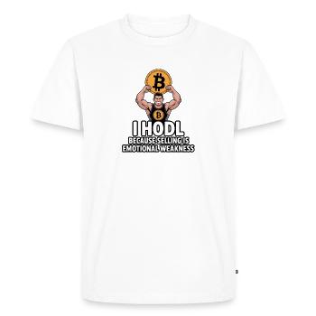 Humour musclé Bitcoin HODL - T-shirt Premium bio Homme - blanc - Devant - Nico (187cm)
