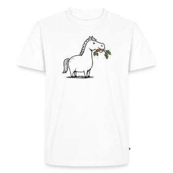 Cheval de dessin animé avec carotte - T-shirt Premium bio Homme - blanc - Devant - Nico (187cm)