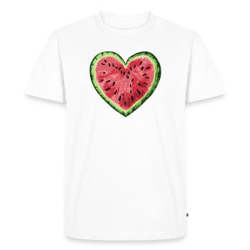 Aquarelle de pastèque pour les gourmands - T-shirt Premium bio Homme - blanc - Devant - Nico (187cm)