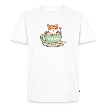 Cute Corgi In A Coffee Cup Corgi-ccino Funny - Men's Premium Organic T-Shirt - white - Front - Nico (187cm)