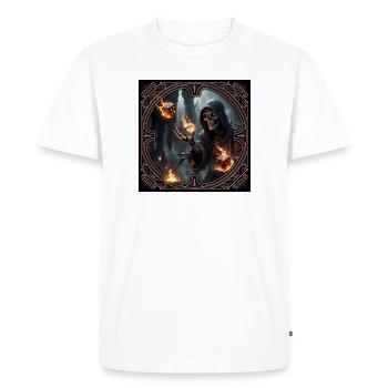 Skeleton Rune Mage in Shadows - Men's Premium Organic T-Shirt - white - Front - Nico (187cm)