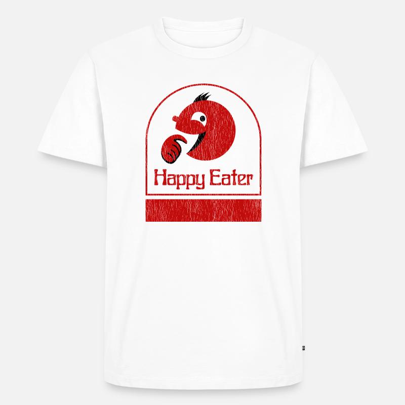 Happy Eater Design Distressed - Männer Premium Bio T-Shirt - Weiß