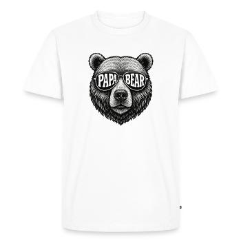 Papa Bear Retro Look Gift Idea with Sunglasses - Men's Premium Organic T-Shirt - white - Front - Nico (187cm)