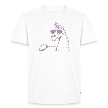 Cool Llama Alpaga Lunettes de Soleil Silhouette - T-shirt Premium bio Homme - blanc - Devant - Nico (187cm)