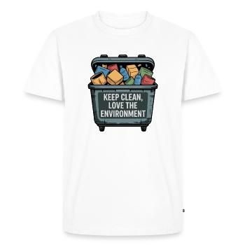 Eco-Friendly Waste Management Sleeve Design - Men's Premium Organic T-Shirt - white - Front - Nico (187cm)
