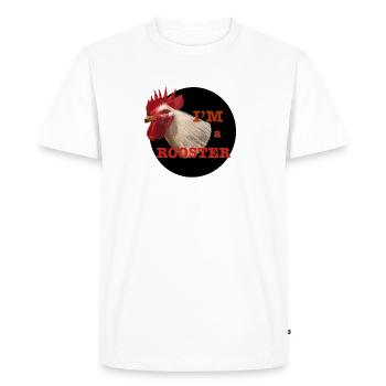 Design de coq et texte humoristique - T-shirt Premium bio Homme - blanc - Devant - Nico (187cm)